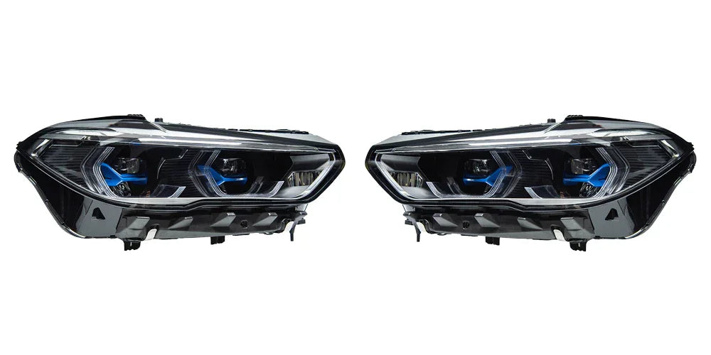 X5 G05 G18 X6 G06 Pre-LCI Upgrade White-Yellow Switch Projector Laser Style LED Headlights for BMW 2019-2022 Plug and Play