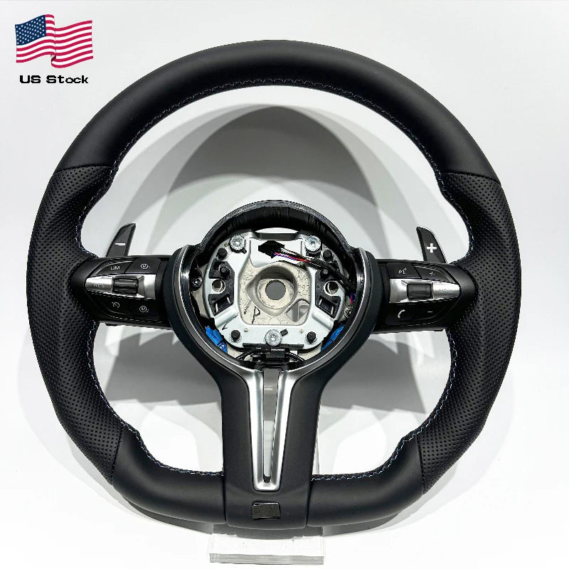 Full Leather Steering Wheel for BMW F80 F82 F90 E90 E92 E60 E63 G20 – Paddle Shifter Version