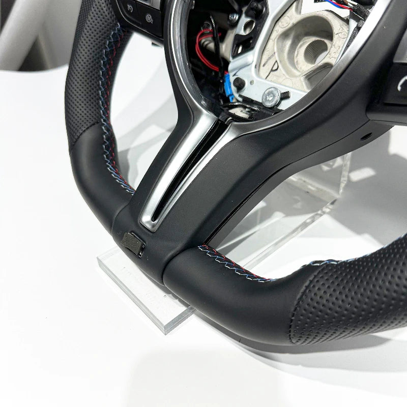 Full Leather Steering Wheel for BMW F10 F20 F25 F30 F36 F06 F22 F21 M3 M5 – Flat Bottom