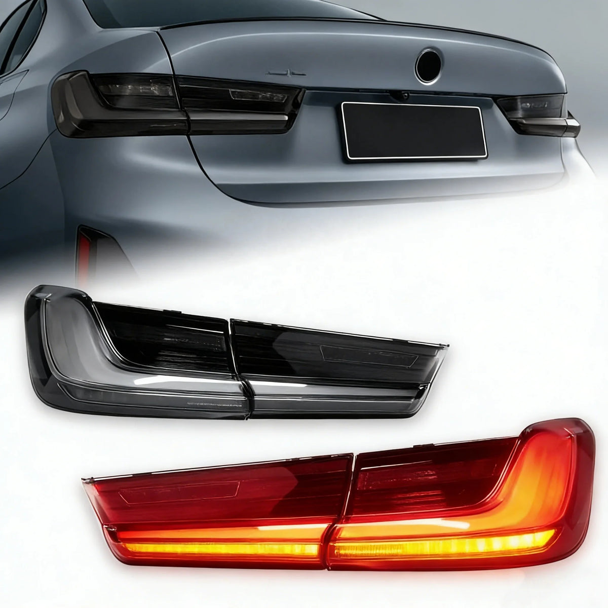 US Stock 3 Series G20 M3 G80 Modified OEM Style LED Tail Light Smoked Clear Taillights Turn Signal Plug and Play 2019-20