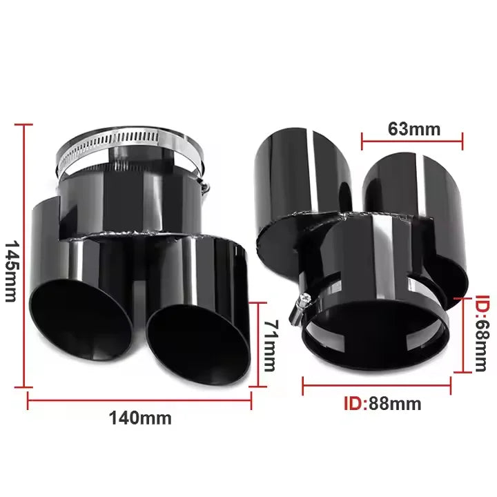 US Stock Quad G05 Exhaust Tips for BMW G05 X5 G06 X6 G07 X7 Aluminum Alloy Clamp-On Quad Tips