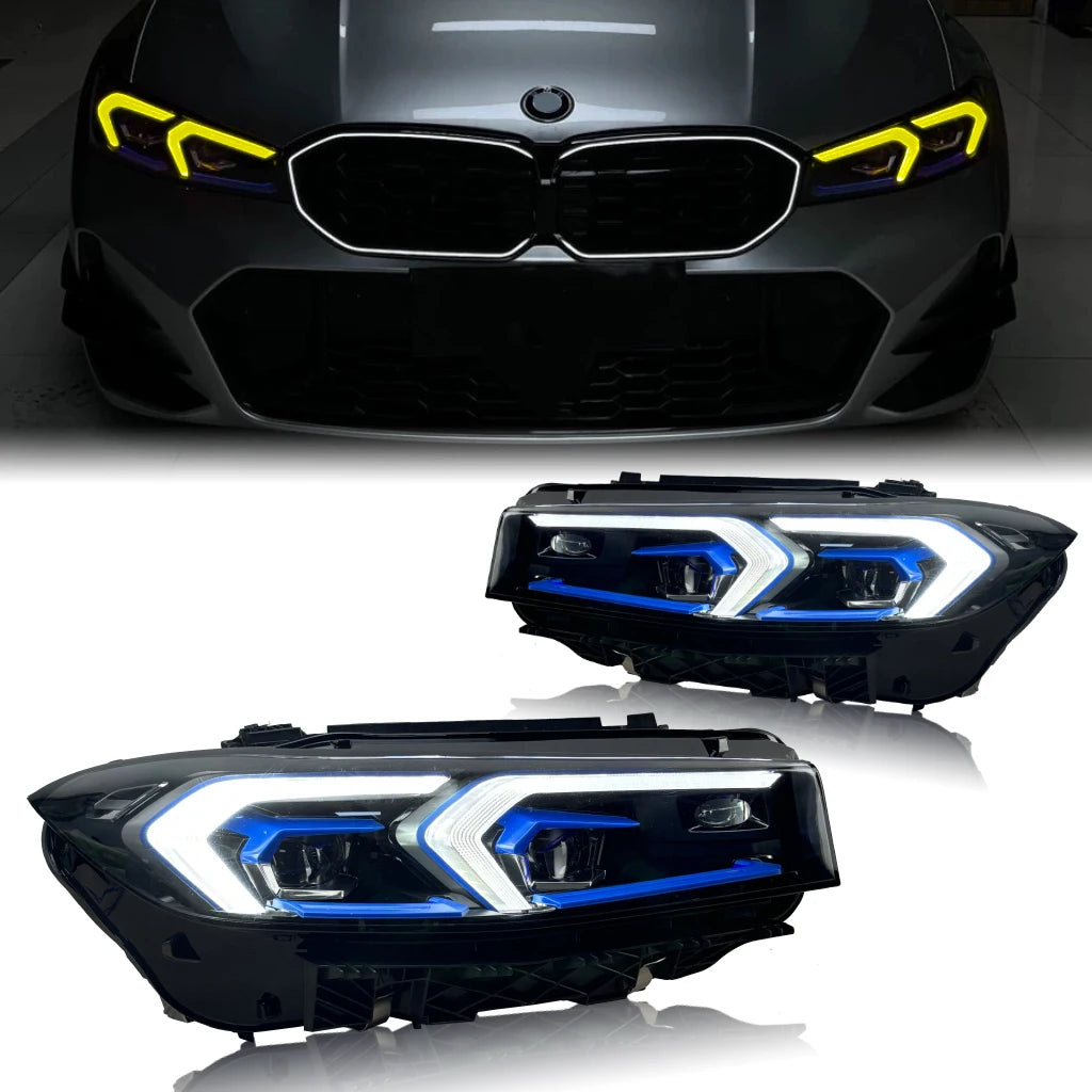 EU Version G20 LCI 325 330i 330Li 330e M340i White/Yellow/RGB DRL Headlights Plug and Play for BMW 2023+
