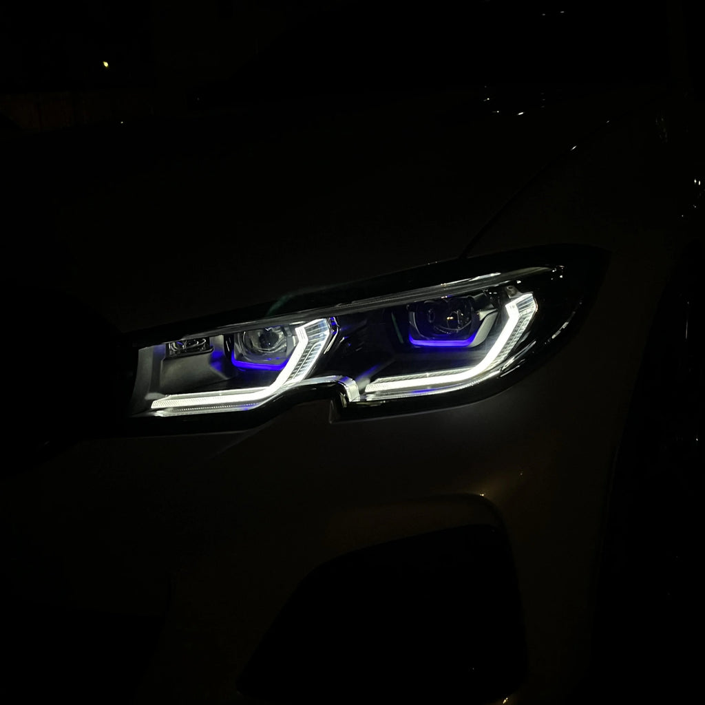 US STOCK 3 Series G20 G28 Laser Style LED White Yellow RGB DRL Headlights Plug and Play for BMW 320i 325i 330i M340i 19-22
