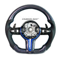 Carbon Fiber Steering Wheel for BMW F06 F20 F22 F30 F36 F15 F25 F16 M3 M4 M5 – Blue/Gold Accents