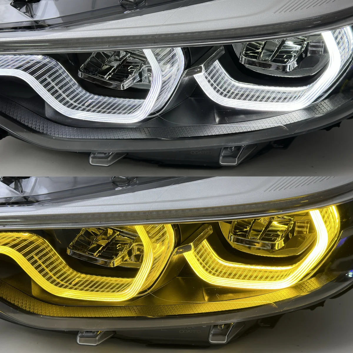 IKON V2 Style F32 F33 F36 4 Series F80 M3 F82 M4 LED Dual Color White/Yellow Headlights for BMW 425i 428i 430i 435i