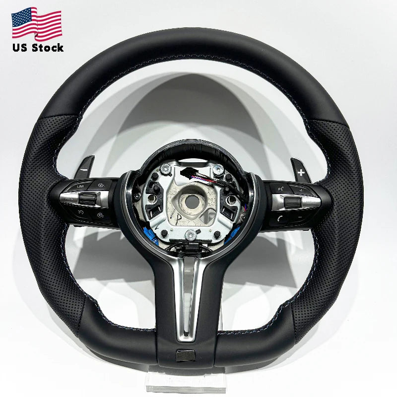 Full Leather Steering Wheel for BMW F10 F20 F25 F30 F36 F06 F22 F21 M3 M5 – Flat Bottom