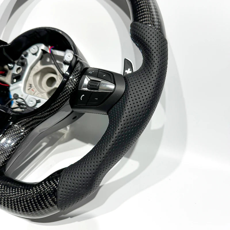 Carbon Fiber Steering Wheel for BMW M3 – Silver Accents