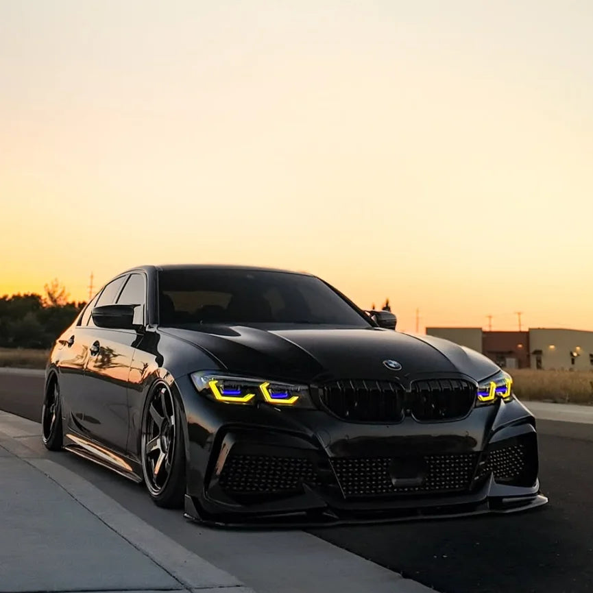 M3 OSS Ikon Smoke Spoon Laser Style Dual Color LED Headlights for BMW 3Series G20 G28 M3 G80 M340i Rajiv 19-22 Headlights