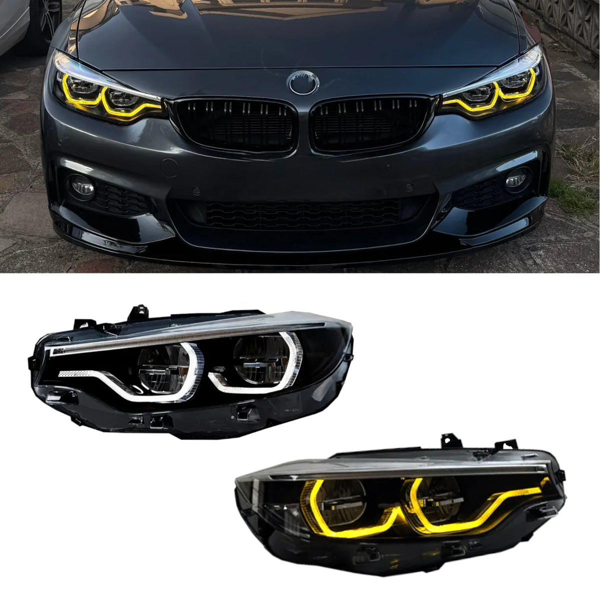 US Stock V1 F32 F33 F36 F80 M3 F82 M4 LED White/Yellow IKON Headlights for BMW 4 Series