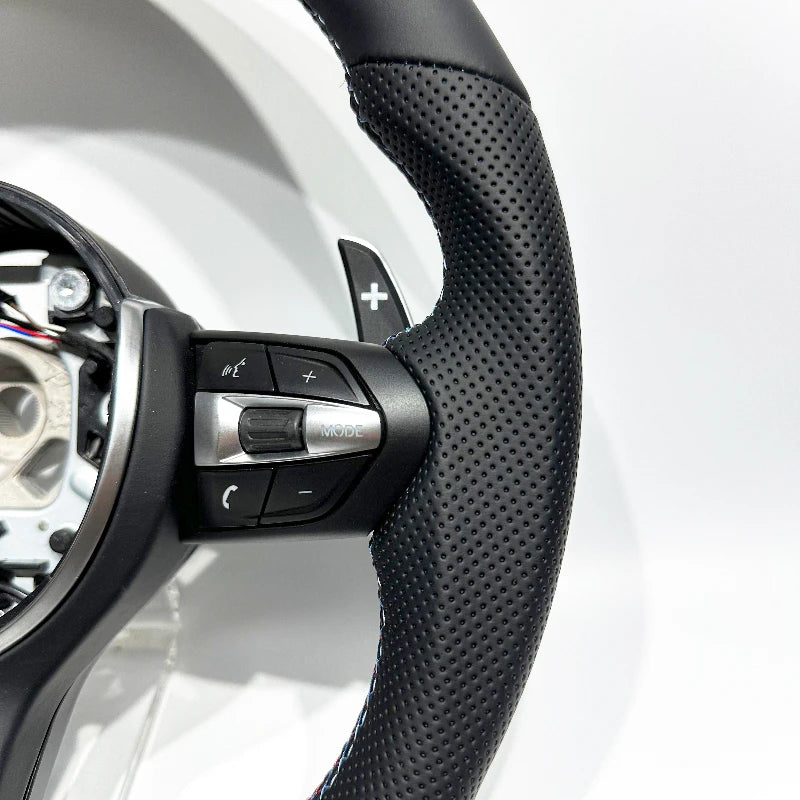 Full Leather Steering Wheel for BMW F10 F20 F25 F30 F36 F06 F22 F21 M3 M5 – Flat Bottom