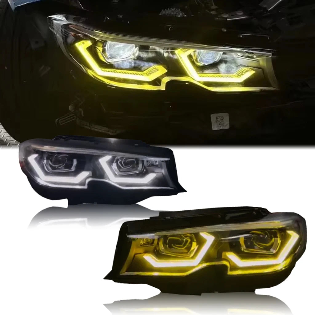 3 Series G20 Sedan CSL Yellow/White Dual-Color IKON LED Upgrade Headlights for BMW 330i M340i M340i XDrive 2019-2022