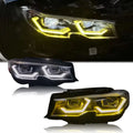 3 Series G20 Sedan CSL Yellow/White Dual-Color IKON LED Upgrade Headlights for BMW 330i M340i M340i XDrive 2019-2022