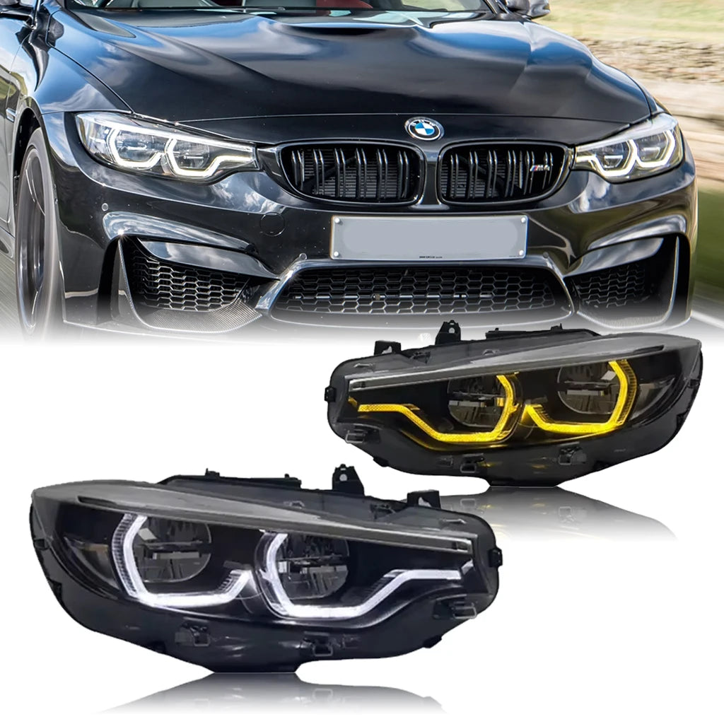 US Stock F32 F33 F36 F80 M3 F82 M4 V1 LED White/Yellow IKON 6/9 Pins Headlights Plug and Play for BMW 425i 428i 430i 435